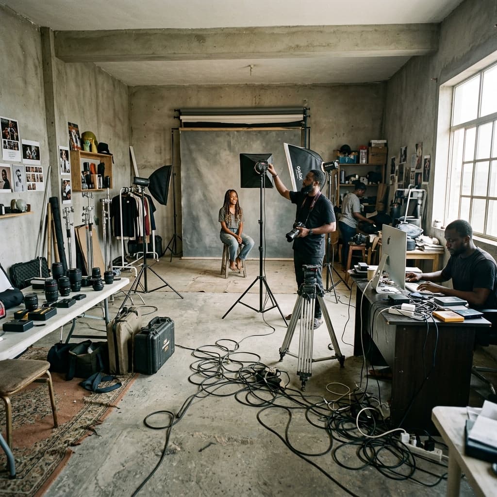 Wide working studio shot