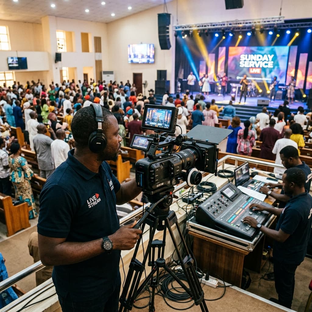 Multi-camera live stream setup for RCCG church service in Jos